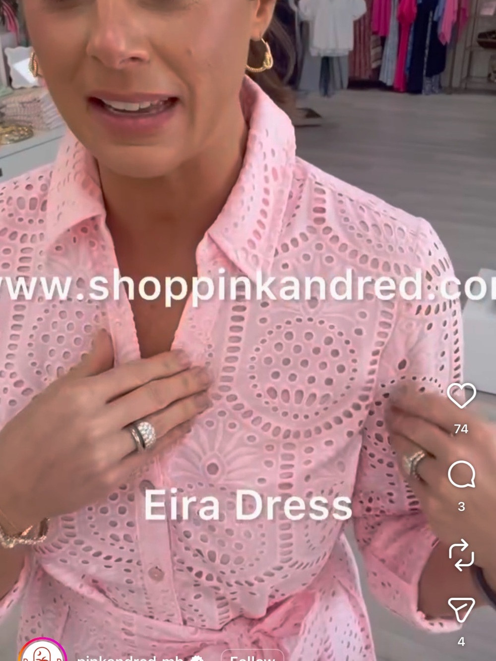 Lily Pulitzer Pink Eyelet Shirt Dress size 12 - Picture 3 of 14